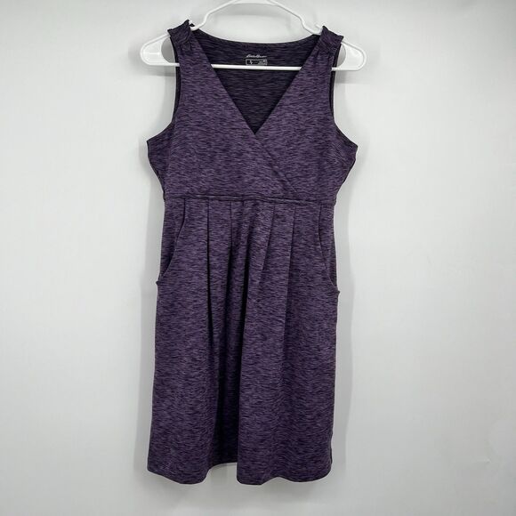Eddie Bauer Purple Womens Vneck Petite Small Dress Pockets Outdoor Pickleball - Picture 1 of 14